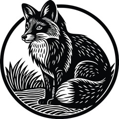 Fototapeta premium Fox vector silhouette,isolated white background