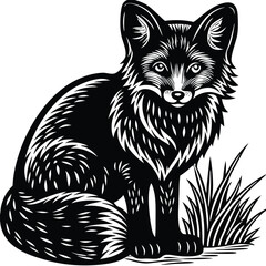 Obraz premium Fox vector silhouette,isolated white background