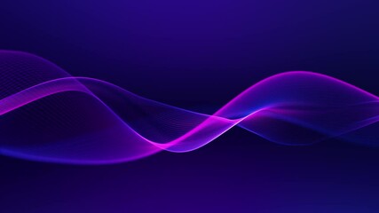 Purple wave on gradient background. Looping vector wave luminescent color. Slow motion linear wave flow graphic shape. Digital magenta blue liquid mockup for video. Smoke illustration. 60 fps, 4k. - Powered by Adobe