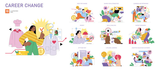 Career Change. Flat Vector Illustration