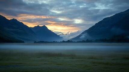 Fototapeta premium Misty Mountain Sunrise Landscape