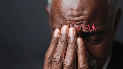 Stress and Headache Concept with Red Pulse Line