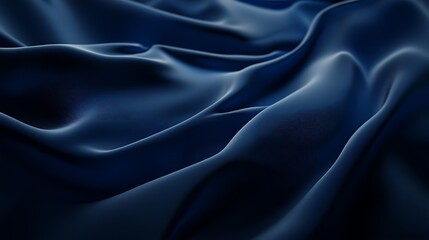 Fototapeta premium Luxurious deep blue silk fabric, elegantly draped. Soft, smooth texture.
