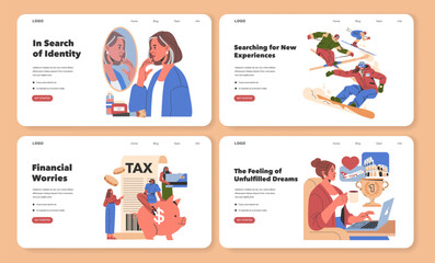 Women Midlife Crisis. Flat Vector Illustration