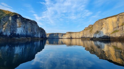Majestic Cliffs Reflecting in Calm Water
