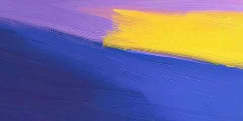 Fototapeta premium Wide brushstrokes of vibrant yellow and deep purple paint combine to form an abstract textured background, ideal for enhancing modern and contemporary art projects