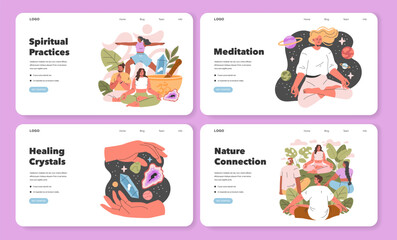 Spiritual Practices. Flat Vector Illustration