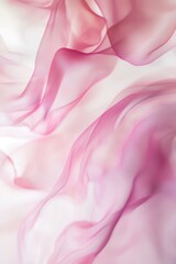 Fototapeta premium Smooth elegant pink chiffon fabric flowing in gentle waves creating abstract background with copy space, delicate and romantic textile for wedding or fashion design