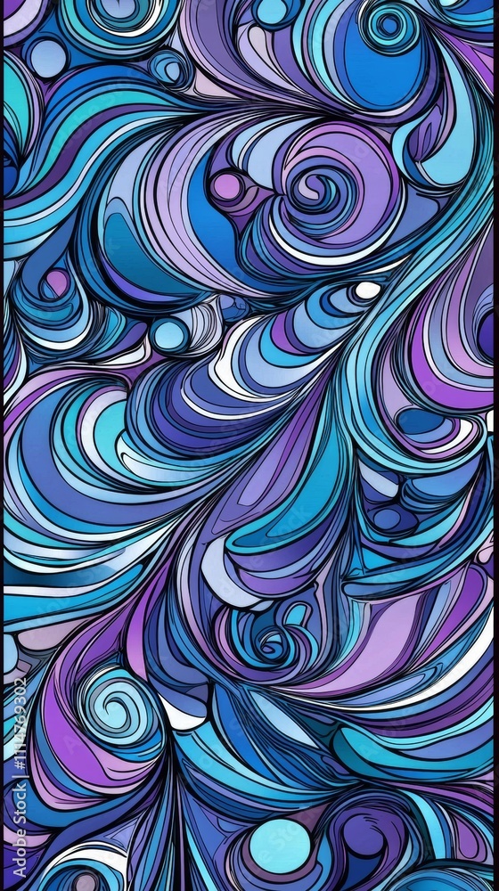 Poster Colorful swirls and lines intertwining create a mesmerizing abstract pattern, evoking a sense of fluidity and motion with its psychedelic design