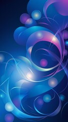 Intertwined blue and purple swirls dance across a dark backdrop, creating a dynamic and vibrant abstract design with glowing orbs adding depth and luminosity