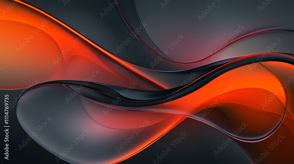 Poster smooth, flowing lines in shades of orange and black create a dynamic and visually appealing abstract