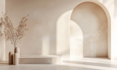 Fototapeta premium An elegant and sophisticated scene showcasing a minimalistic abstract background in a neutral and versatile color palette.