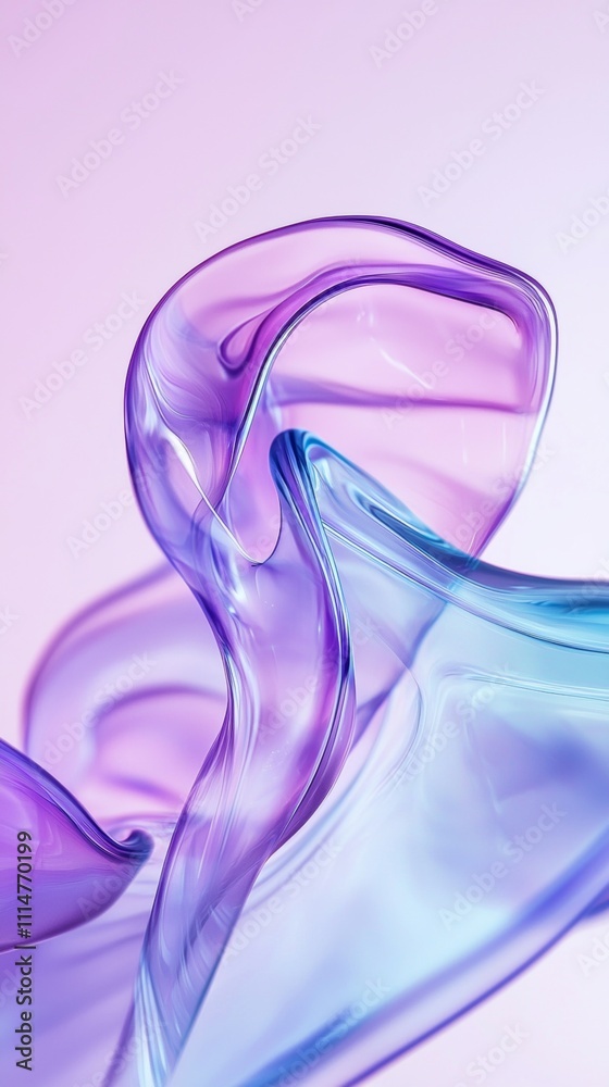Poster purple and blue abstract shapes flow and blend seamlessly, creating a mesmerizing visual with smooth