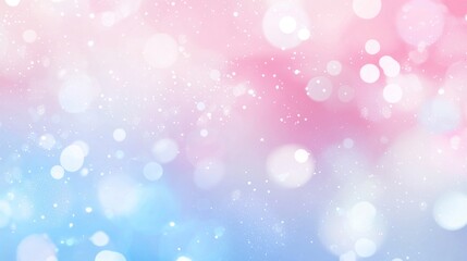 Obraz premium Pink and blue pastel gradient background with bokeh lights and glittering particles creates a magical, dreamy, and romantic atmosphere, perfect for various design projects