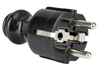 Black Electrical Plug with Metal Prongs