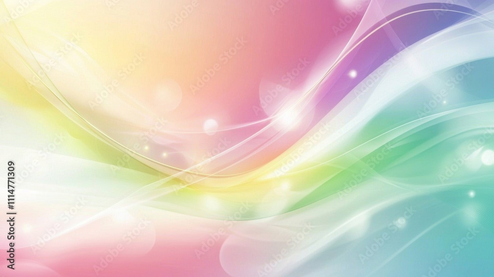 Poster smooth, flowing lines create a dynamic and elegant composition against a pastel-colored backdrop, en