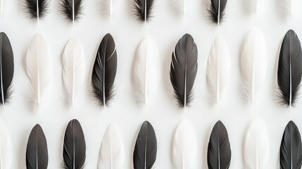 Obraz premium Black and White Feather Lineup
