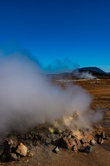 Namaskard hot springs and many other curious attractions, offers an otherworldly landscape marked by volcanic activity, bubbling mud pots, and steam vents. In Iceland