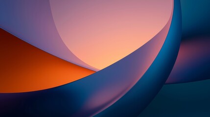 Fototapeta premium Smooth, curved shapes in vibrant orange, blue, and purple hues create a dynamic and modern abstract composition, ideal for backgrounds and design elements