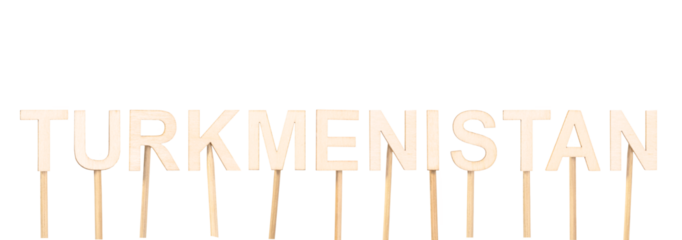 Ecological typography: the name Turkmenistan made of wood. Country in Central Asia