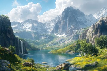 Fototapeta premium lake and mountains