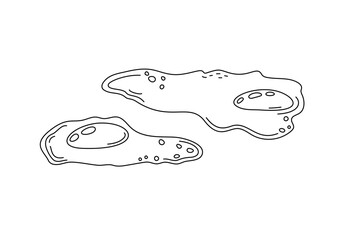 Fried eggs illustration in a simple outline vector, classic breakfast dish rich in protein. Ideal for menus, posters, or health-focused designs, representing a nutritious, organic meal