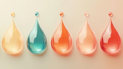 Image of Colorful Droplet Shapes in Various Hues Including Peach, Orange, Teal, and Coral