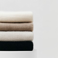 Elegant folded knit sweaters in neutral tones and red accent - Instagram social media content marketing