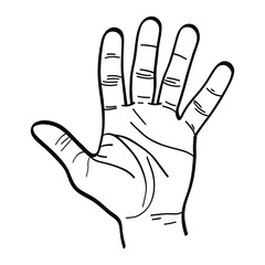 illustration of a raised hand with 5 fingers. vector
