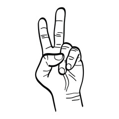 illustration of raising hand with ibrahim finger and middle finger indicating peace gesture there is. vector