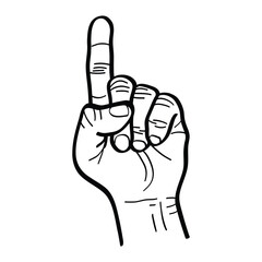 illustration of raising one index finger upwards indicating a gesture of wanting to ask or raising one's hand upwards. vector