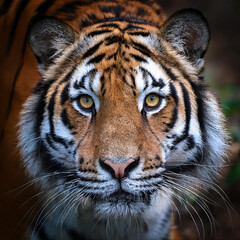 Obraz premium 虎の顔のクローズアップ AI生成画像