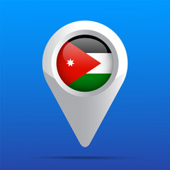 Jordan Flag Map Icon. Glossy icon. 3D
