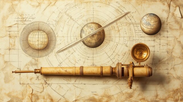 Ancient astronomical instruments on vintage paper background. Abstract old conceptual background on history, mysticism, astrology, science, etc. &ETH;&ETH;&sup2;&Ntilde;&sbquo;&ETH;&frac34;&Ntilde;&euro;: Tryfonov