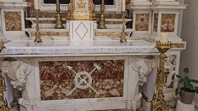 Beautiful interior of the Saint Blaise Church-Dubrovnik, Croatia-Tilt up