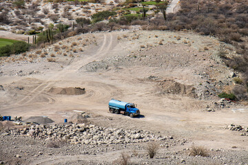 truck in a  desert construction site