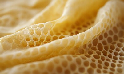 The tightly woven cotton fabric of the beeswax wrap is captured in this image with visible fibers and a soft natural texture that makes it ideal for food storage.