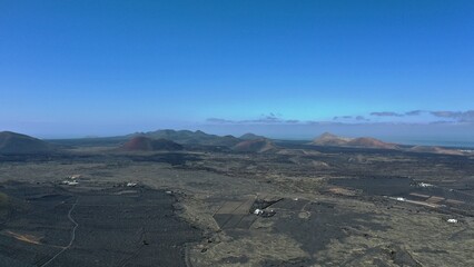 vue aérienne du parc national des volcans du parc national de Timanfaya sur l'île de Lanzarote...