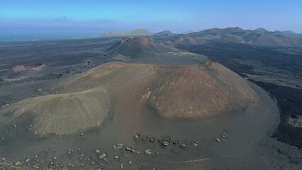 vue aérienne du parc national des volcans du parc national de Timanfaya sur l'île de Lanzarote...