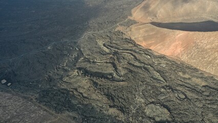 vue aérienne du parc national des volcans du parc national de Timanfaya sur l'île de Lanzarote...