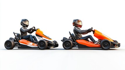 A sleek kart racing alone with light reflections

