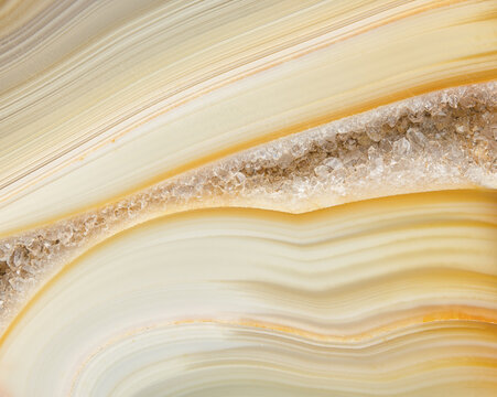 Striking macro image of layered chalcedony with parallel banding