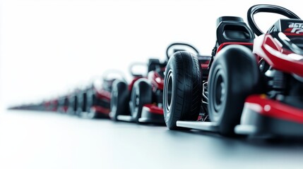 A sleek kart racing alone with light reflections

