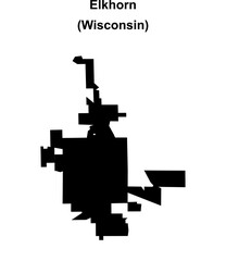 Elkhorn (Wisconsin) blank outline map