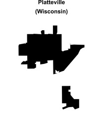 Obraz premium Platteville (Wisconsin) blank outline map