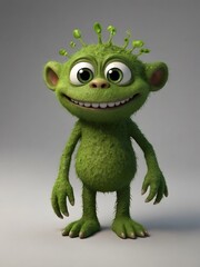 Fototapeta premium Playful Green Creature from a Fairytale