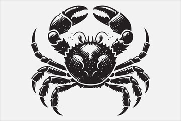 A clean and bold silhouette illustration of a crab.