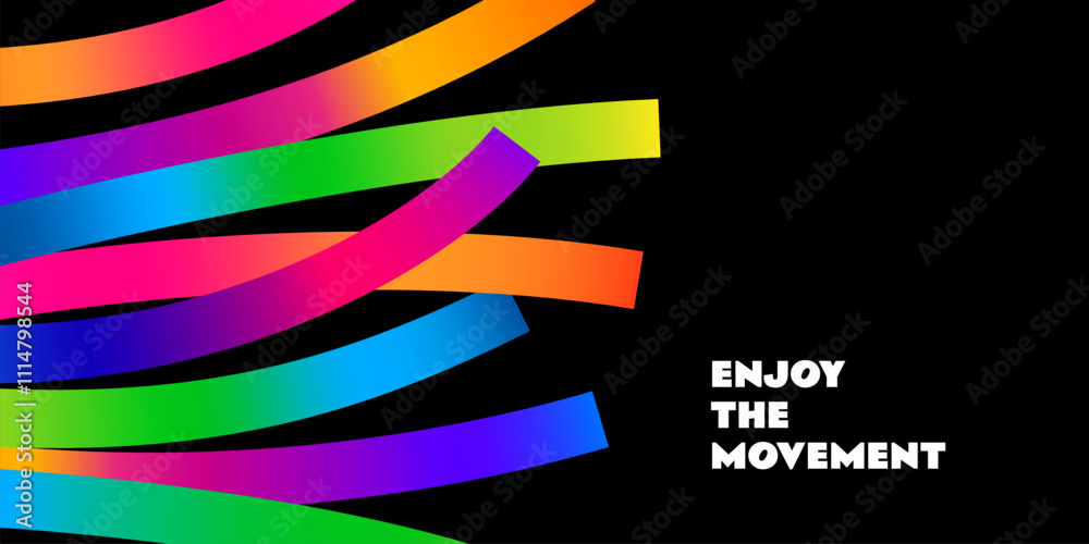 Fototapete Abstract Background with Color Ribbons. Vector Gradient Lines Pattern. 3D Design Element. Fun Wavy Dynamic Shapes