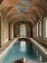 Entspannender Wellnessbereich mit Pool und architektonischem Flair

