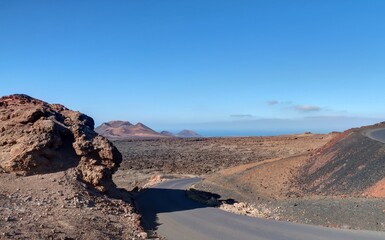 volcans du parc national de Timanfaya sur l'île de Lanzarote aux canaries en Espagne